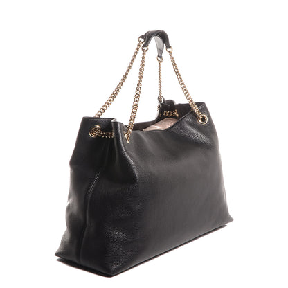 Gucci Pebbled Calfskin Large Soho Chain Shoulder Bag Black 3 of 9