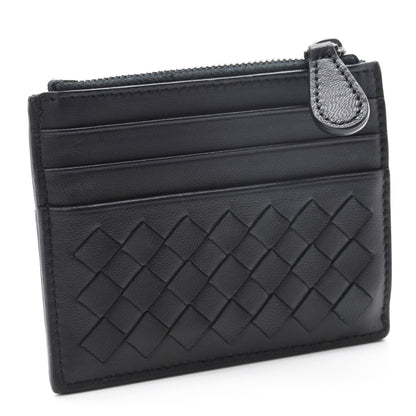 Bottega Veneta Calfskin Intrecciato Zip Card Holder Black 3 of 7