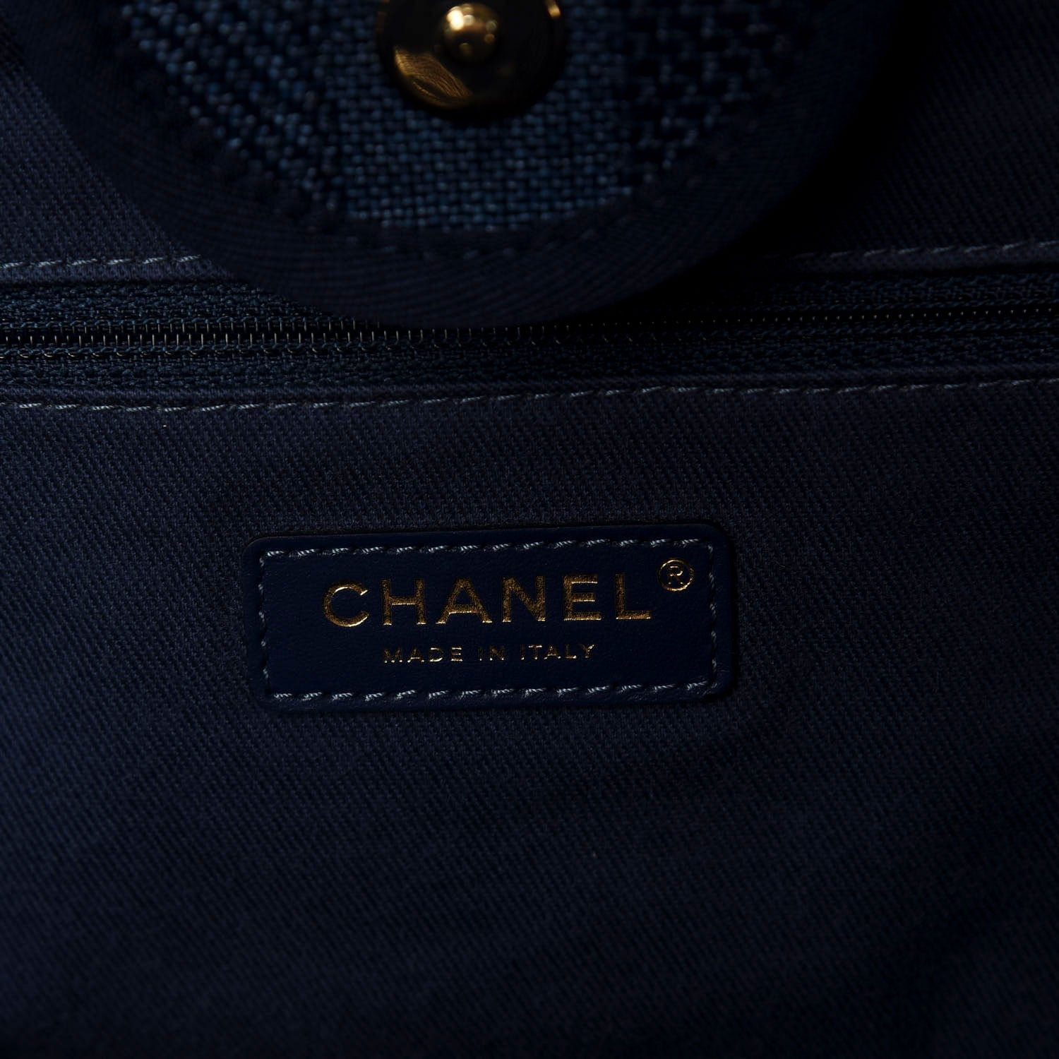 Chanel Mixed Fibers Striped Medium Deauville Tote Navy Blue 9 of 11