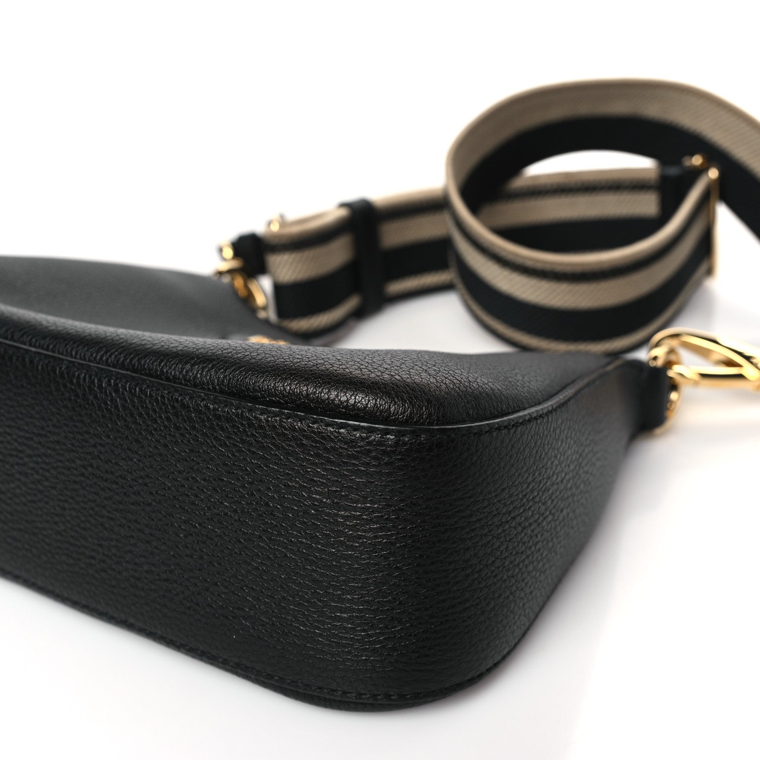 Prada Vitello Daino Soft Zippered Hobo Shoulder Bag Black 8 of 9