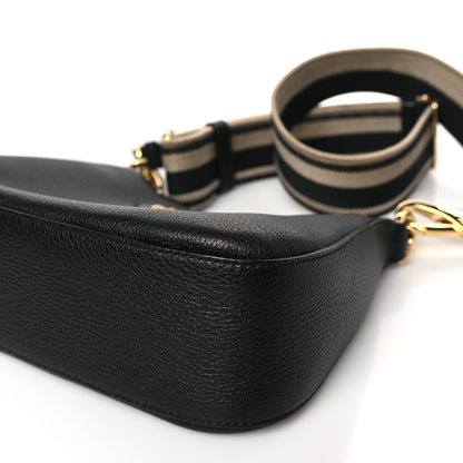 Prada Vitello Daino Soft Zippered Hobo Shoulder Bag Black 8 of 9