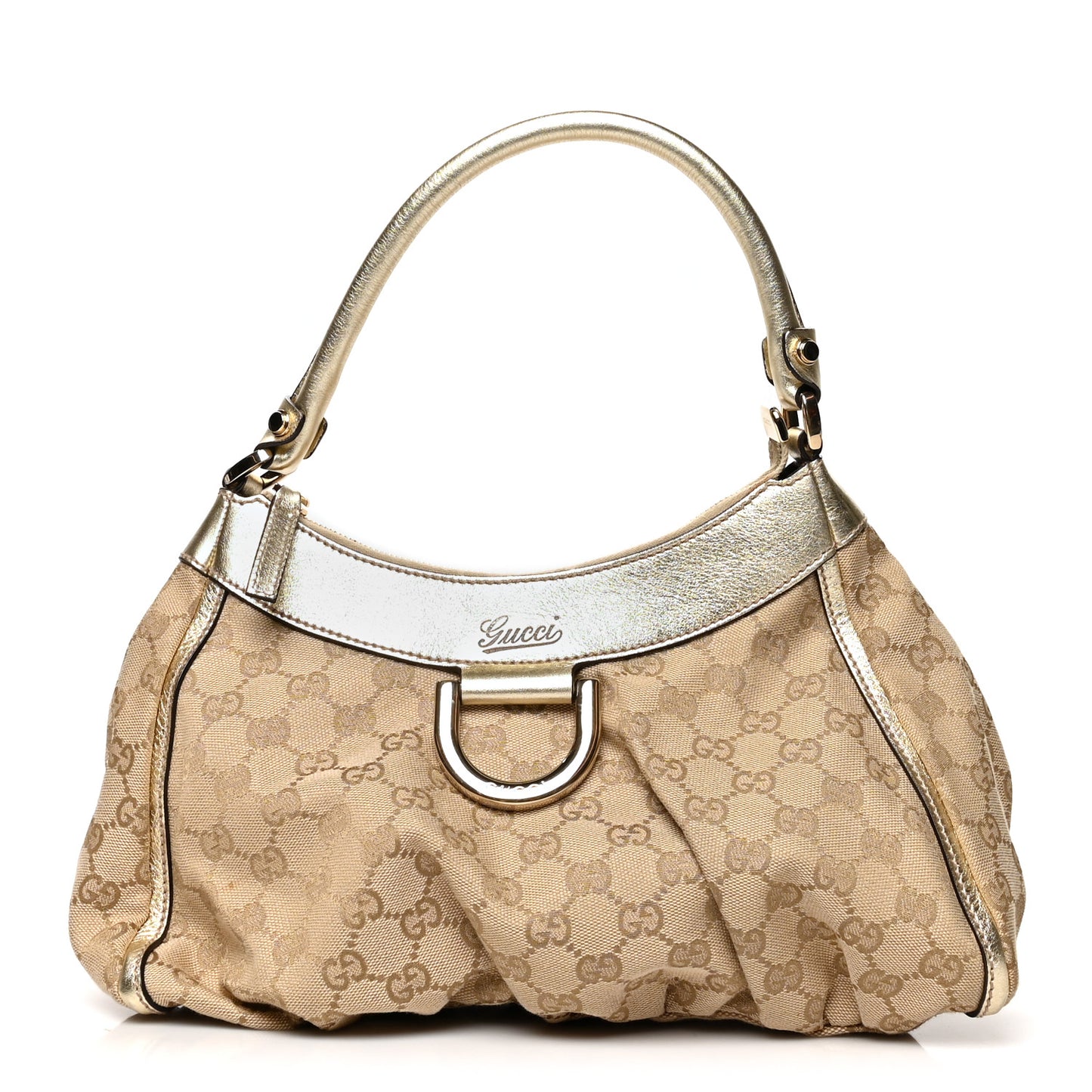Monogram Medium D Gold Hobo Gold