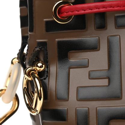 Fendi Vitello Grace F is Fendi Bi-Color FF 1974 Embossed Grande Mon Tresor Bucket Bag Maya Black Fragola 14 of 14