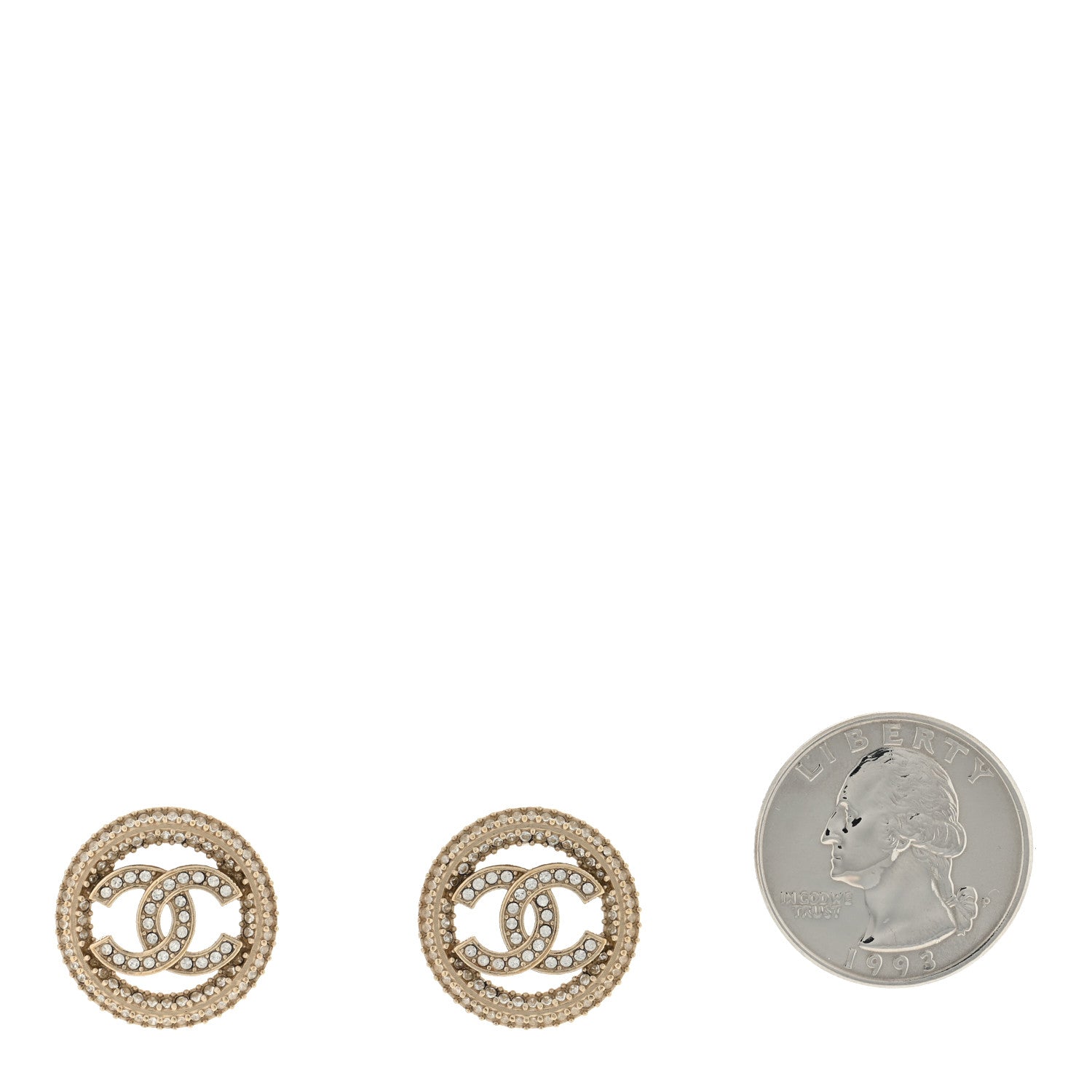 Chanel Crystal CC Vendome Round Earrings Gold 2 of 4
