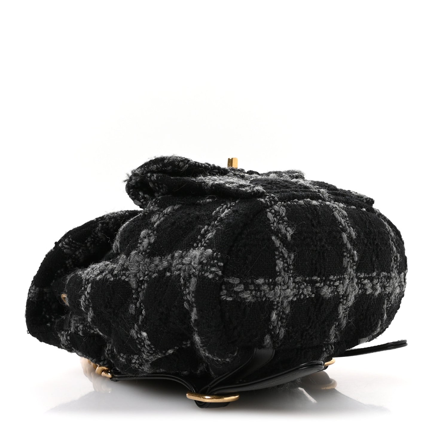 Wool Tweed Elegant Backpack Black Grey