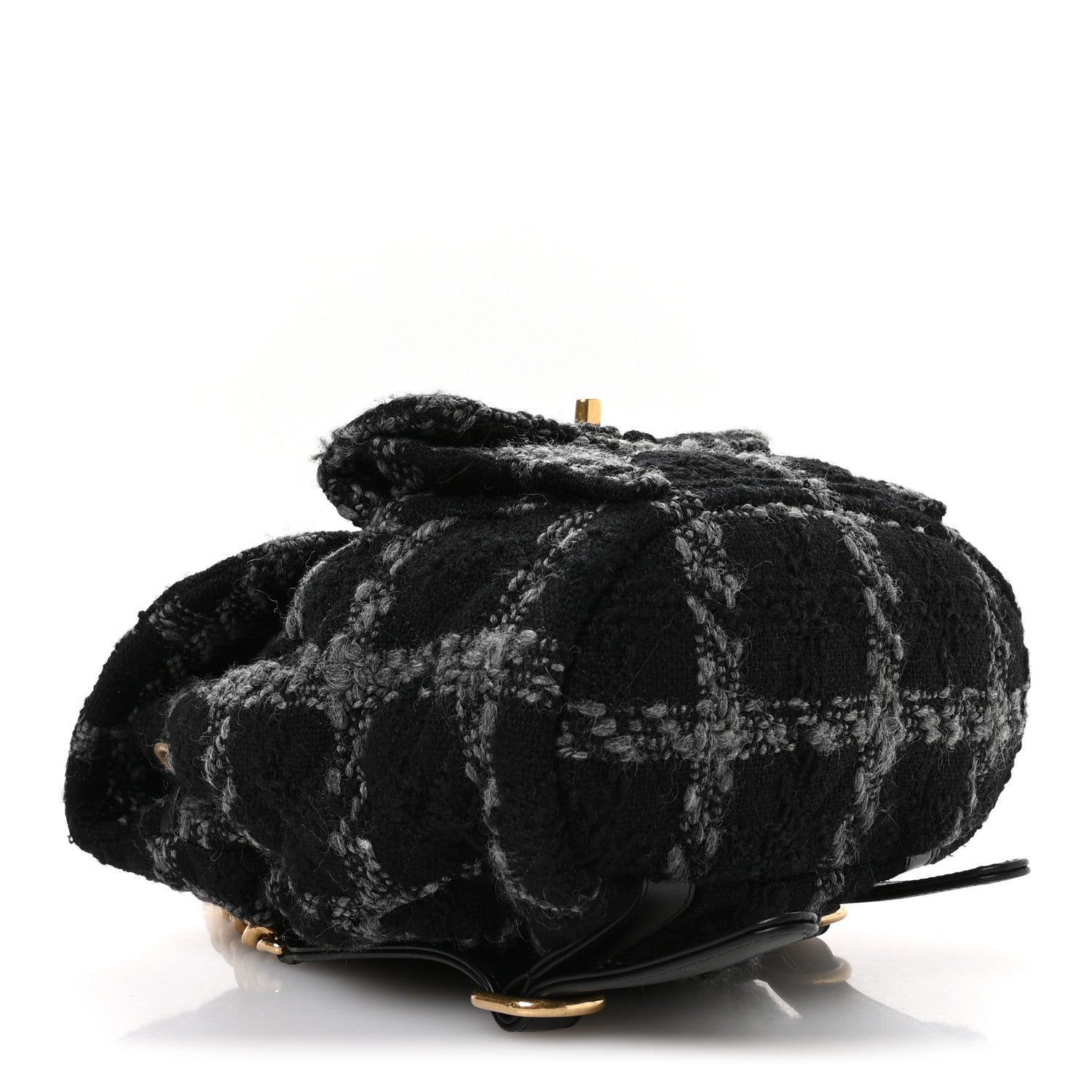 Chanel Wool Tweed Elegant Backpack Black Grey 4 of 11
