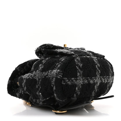 Chanel Wool Tweed Elegant Backpack Black Grey 4 of 11