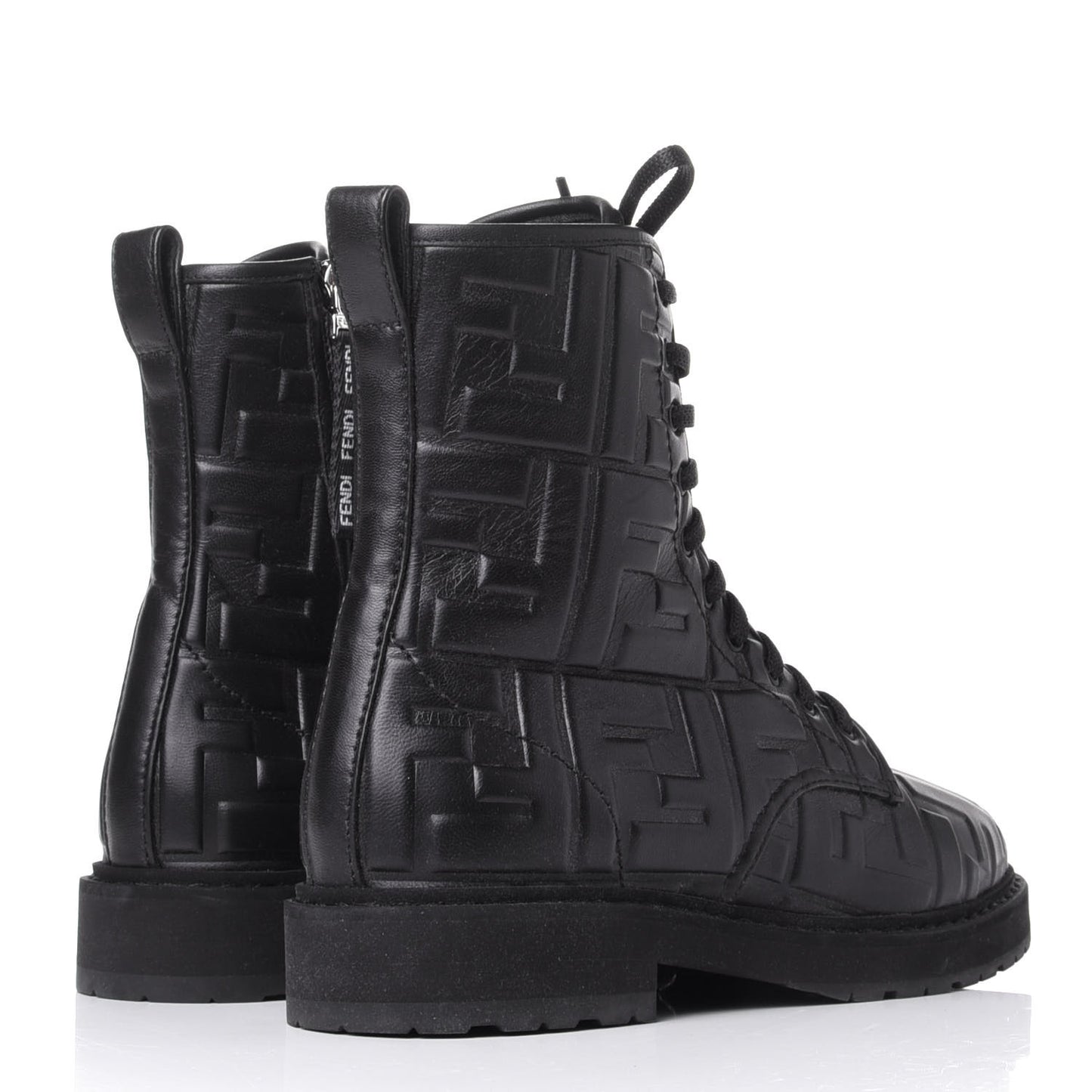 Nappa FF Embossed Womens Biker Boots 38.5 Black