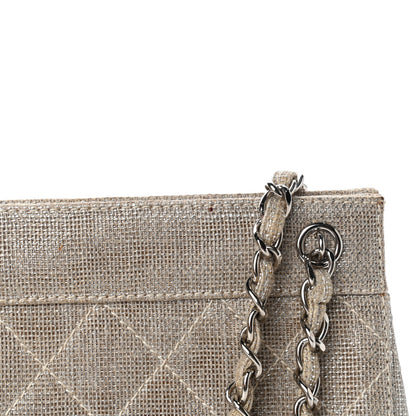 Chanel Metallic Linen Quilted Shoulder Bag Silver 10 of 14