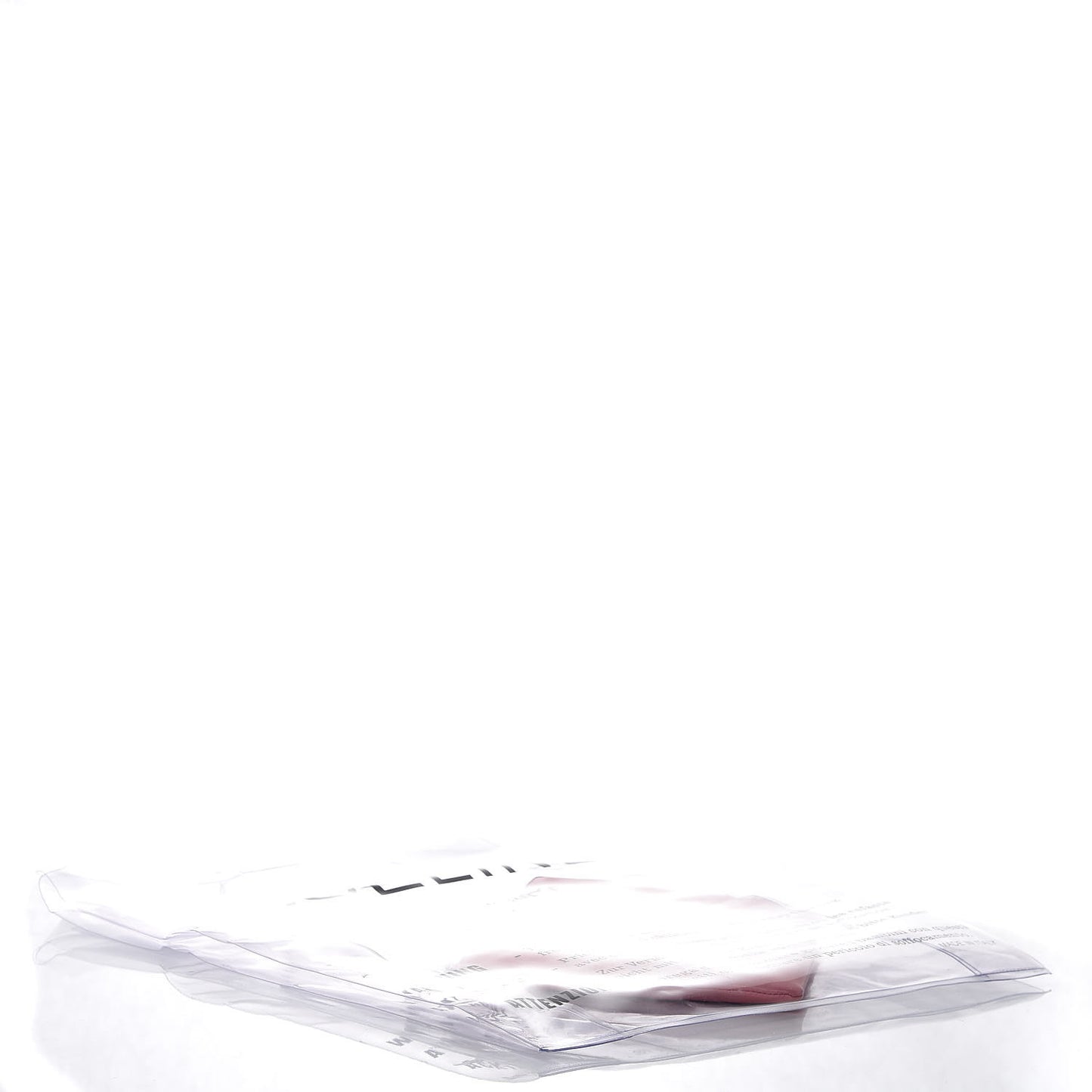 Plastic Bag with Cloudy Lambskin Solo Zip Pouch Clutch Pink