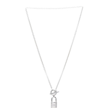 Hermes Sterling Silver Cadenas Kelly Lock Pendant Necklace 3 of 6