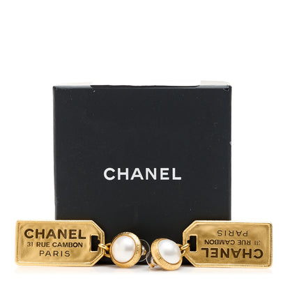 Chanel Pearl CC Tags Drop Earrings Gold 5 of 5