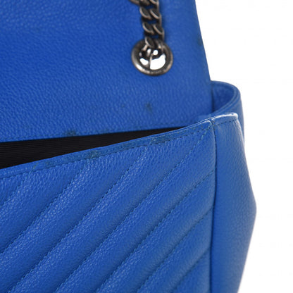 Saint Laurent Grained Calfskin Matelasse Monogram Classic Medium Chain Bag Royal Blue 11 of 14