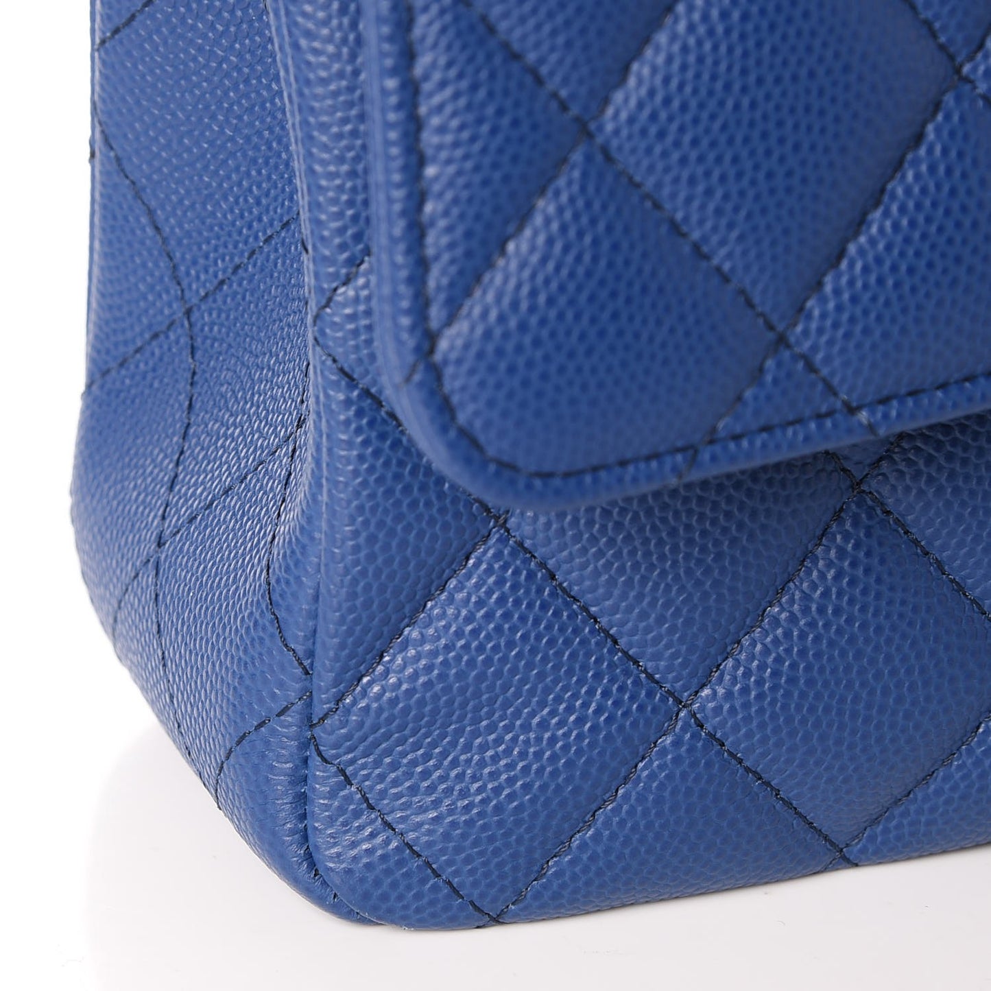 Caviar Quilted Medium Double Flap Dark Blue