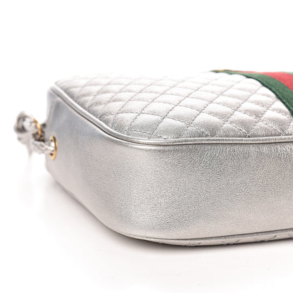 Gucci Laminated Nappa Web Trapuntata Small GG Shoulder Bag Argento 8 of 11