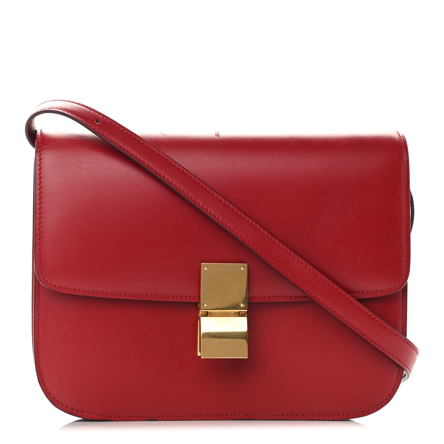 Box Calfskin Medium Classic Box Flap Bag Red
