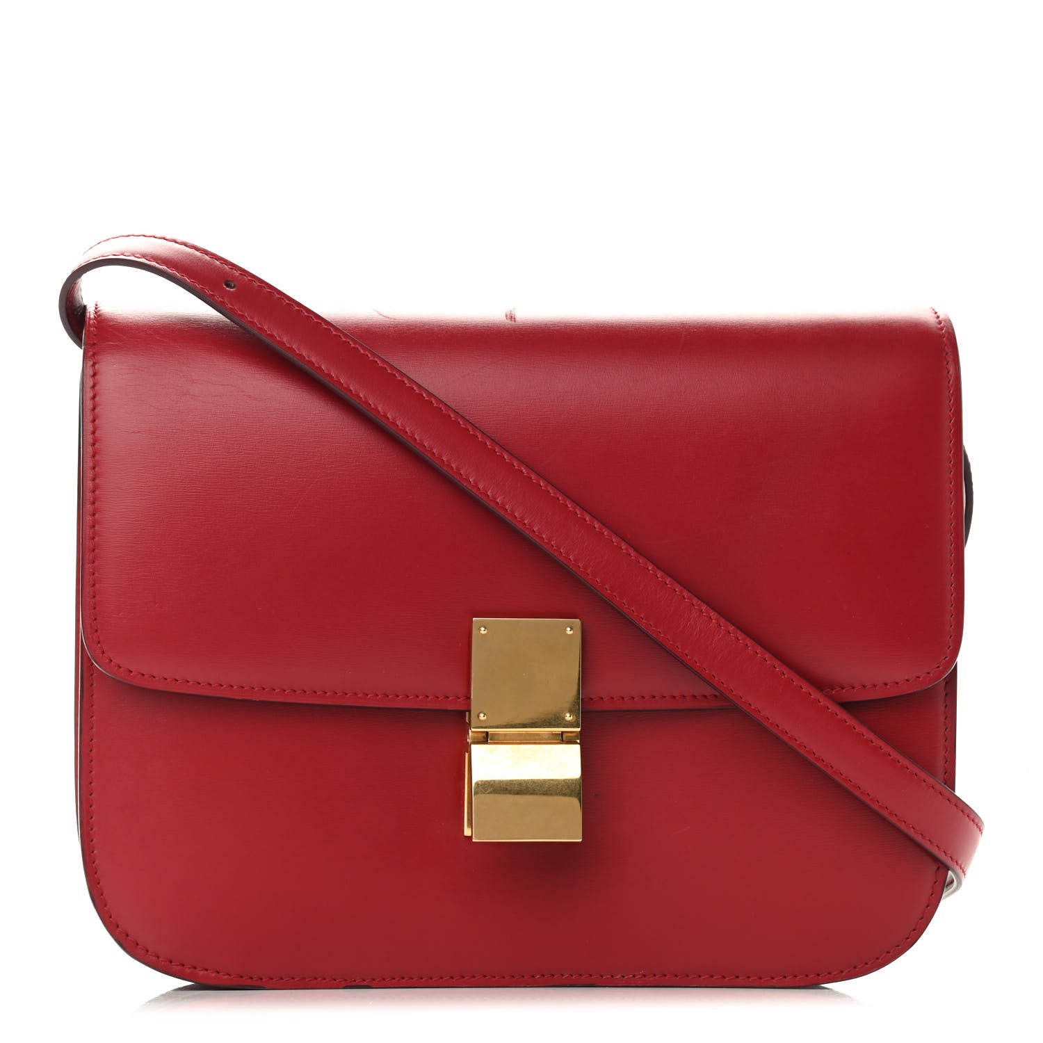 Celine Box Calfskin Medium Classic Box Flap Bag Red 1 of 10