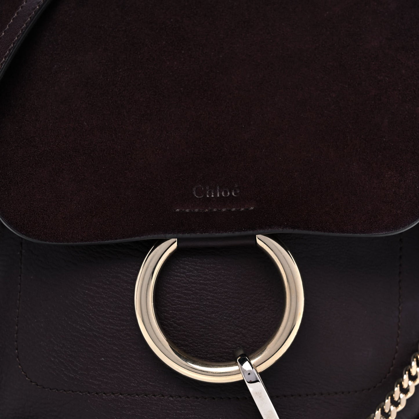 Suede Calfskin Small Faye Backpack Carbon Brown