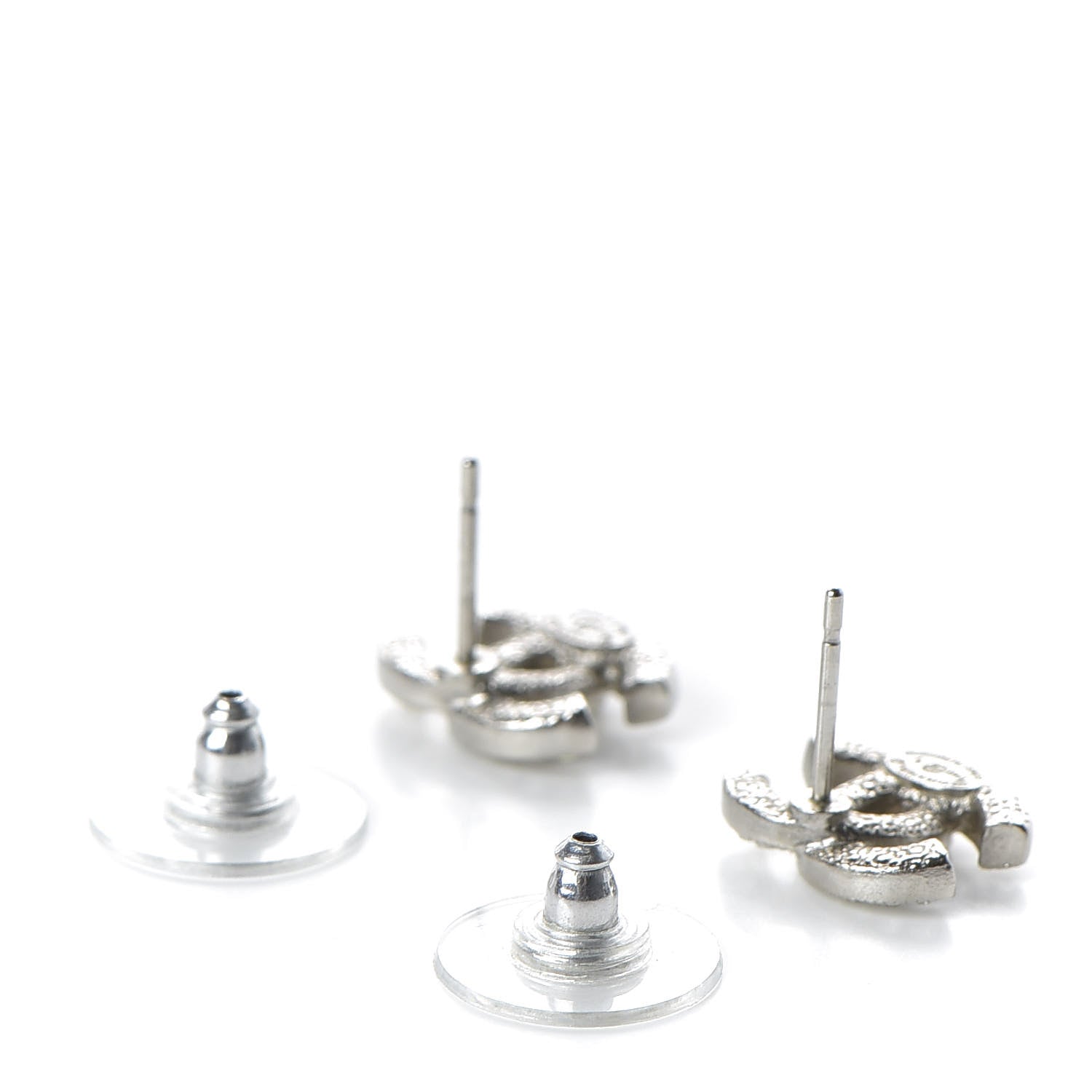 Chanel Crystal CC Earrings Silver 3 of 5