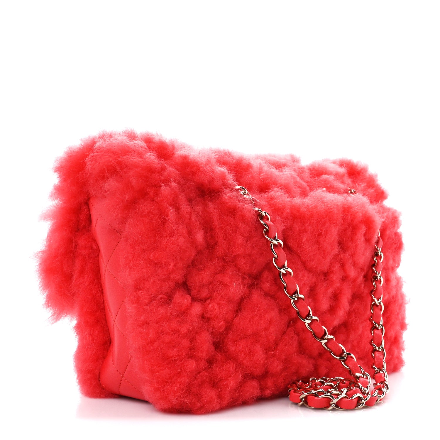 Chanel Shearling Lambskin Quilted Flap Bright Red 3 of 11