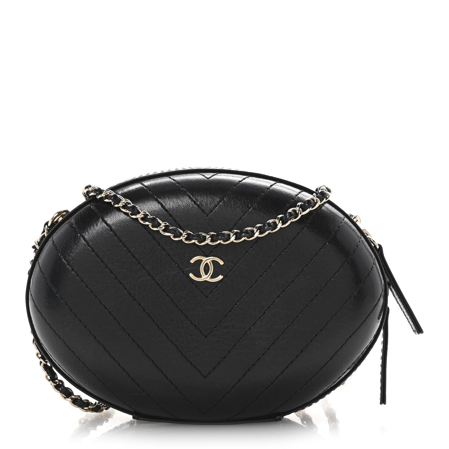 Chanel Calfskin Chevron Stitched Evening Bag Black 1 of 10