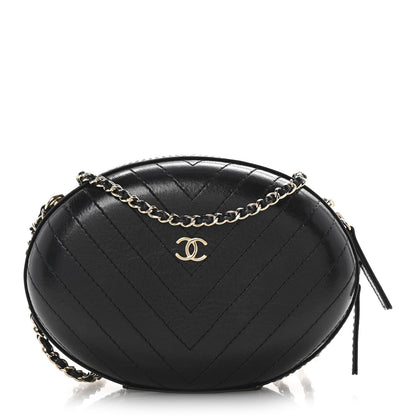 Chanel Calfskin Chevron Stitched Evening Bag Black 1 of 10