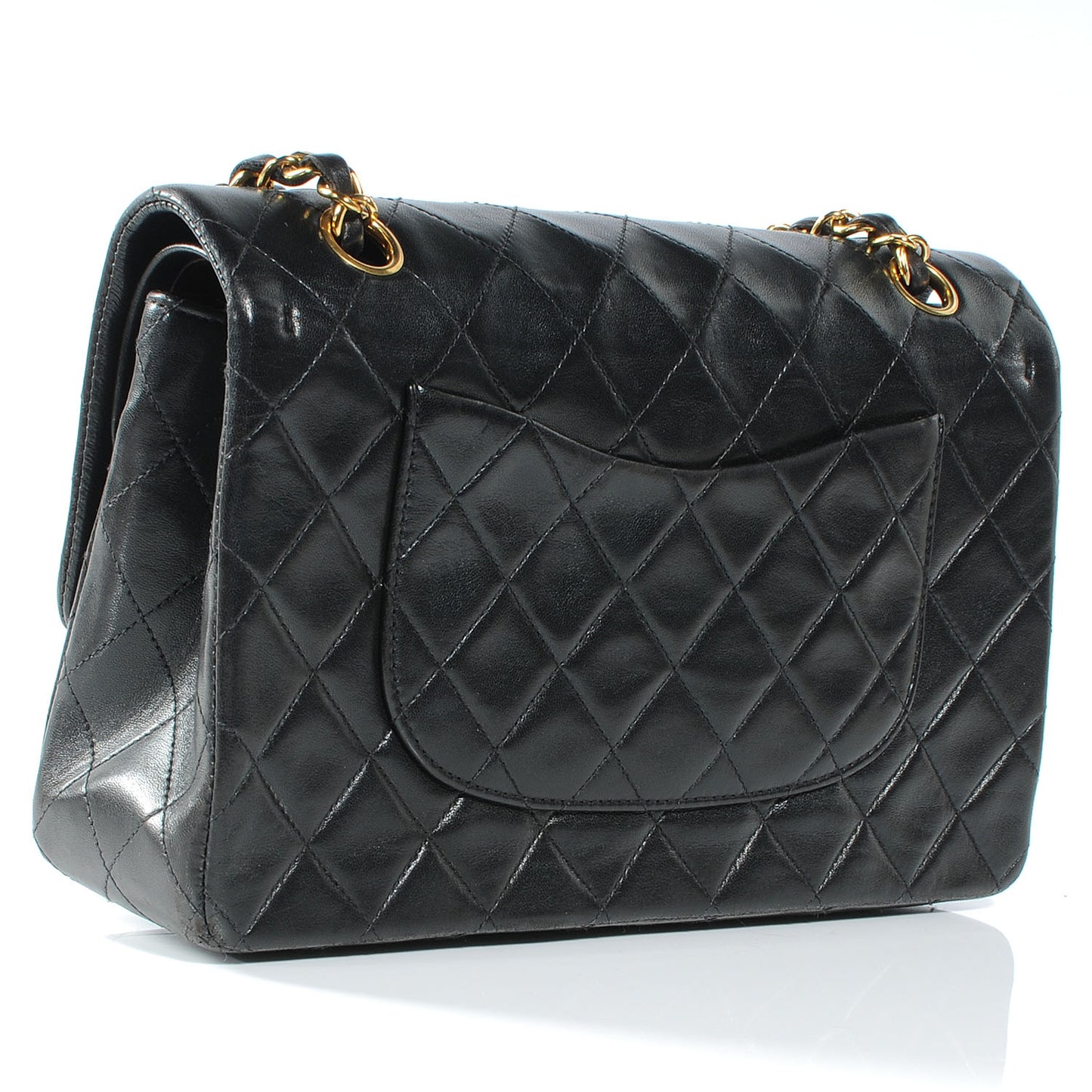Lambskin Medium Double Flap Black