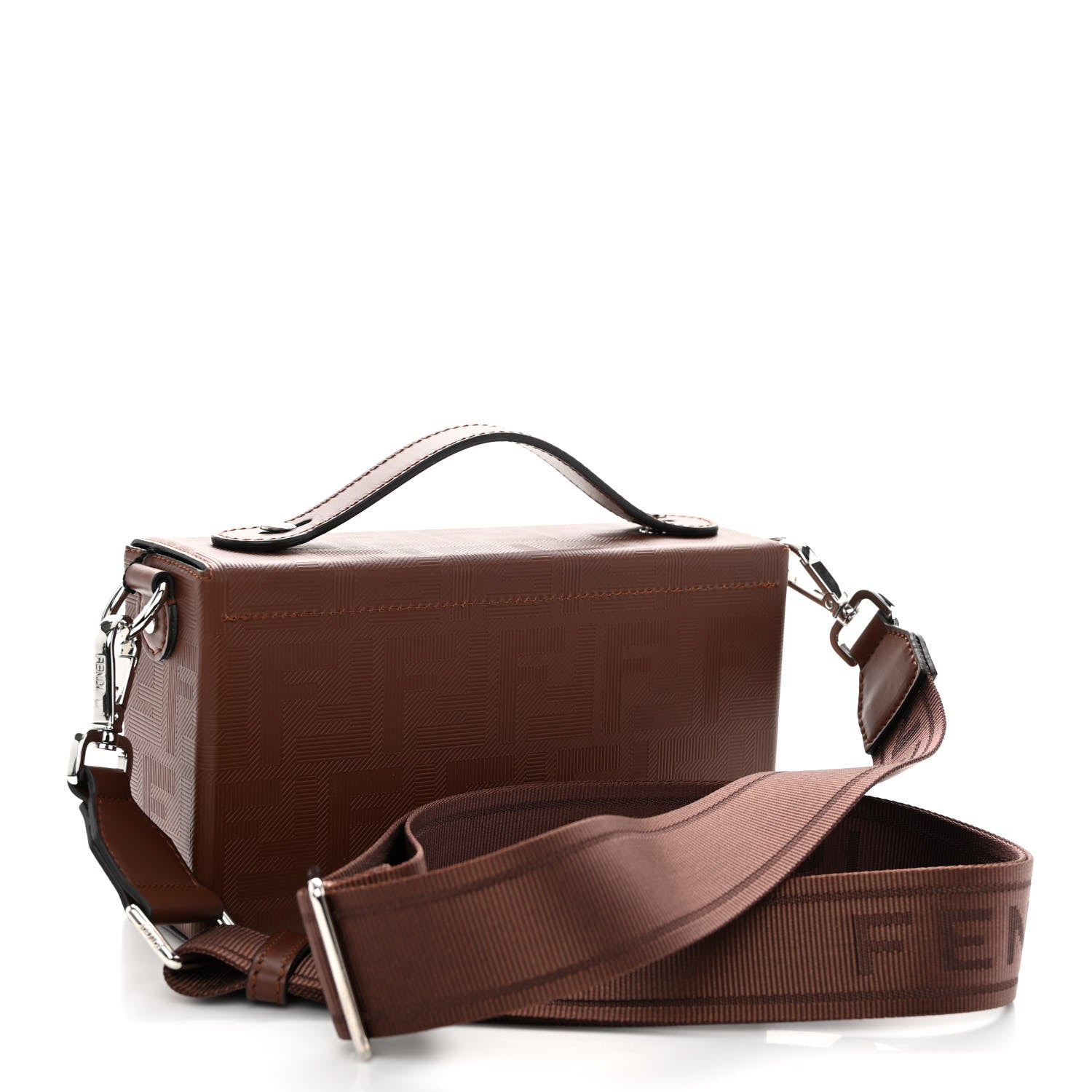 Fendi Vitello King FF Lines Embossed Baguette Soft Trunk Ghianda 3 of 9