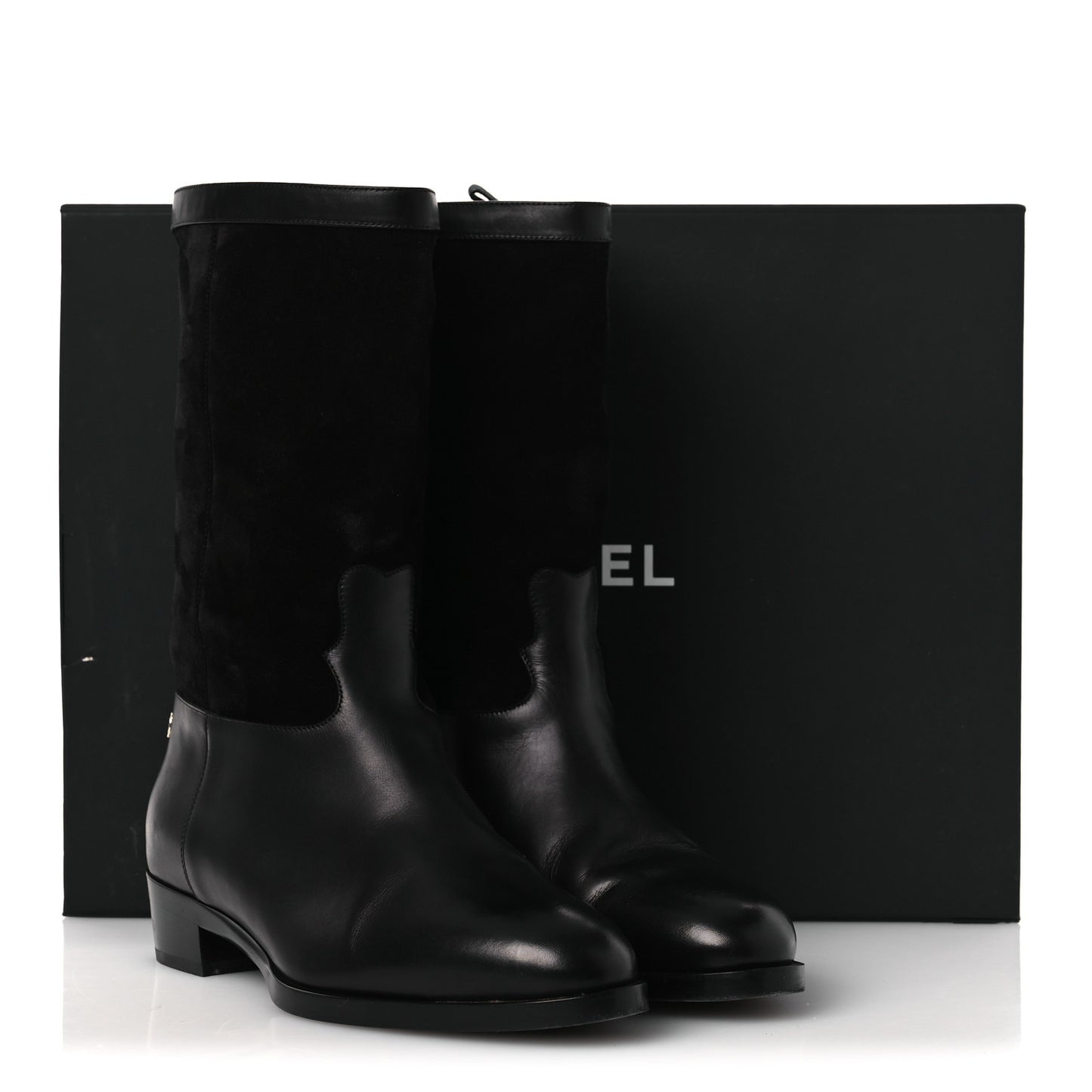 Suede Calfskin CC Short Boots 40 Black