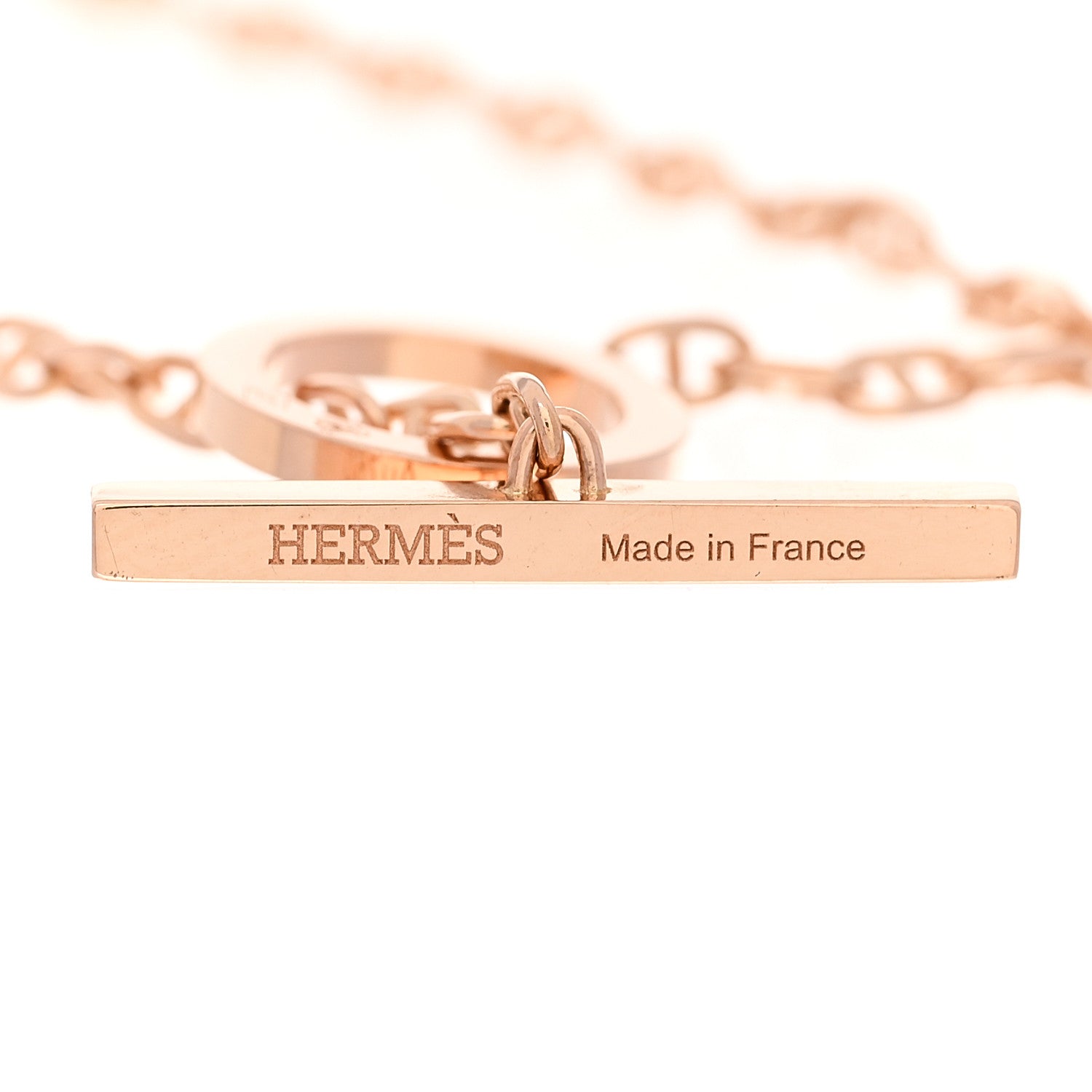 Hermes 18K Rose Gold White Ceramic Chaine d'Ancre Verso Bracelet