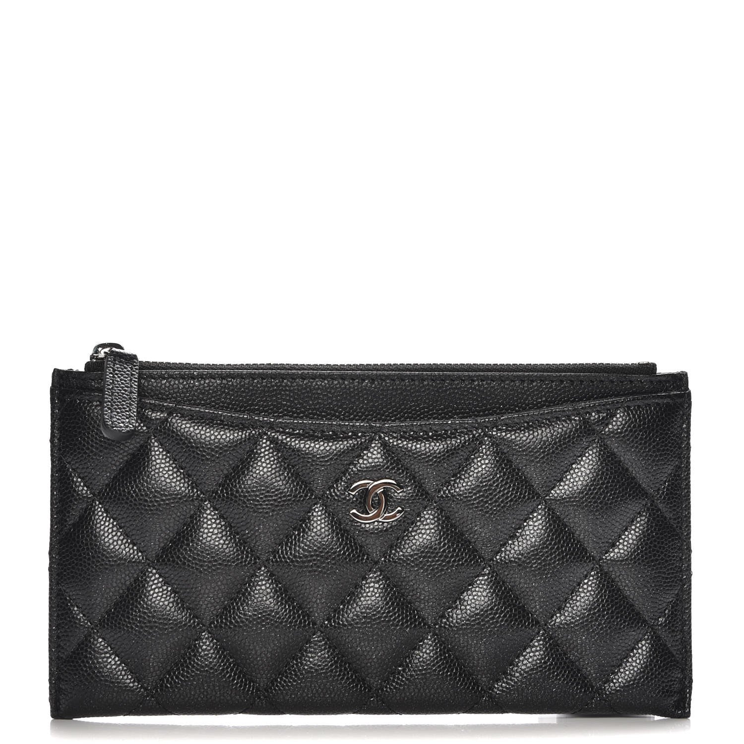 Chanel Iridescent Caviar Quilted Classic Zip Pouch Black 1 of 8