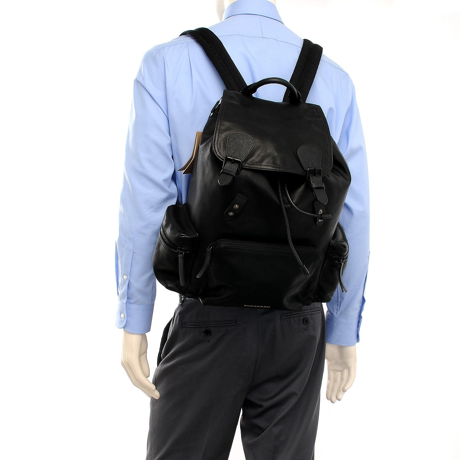 Burberry Weatherproof Leather Large Rucksack Backpack Black 2 of 9
