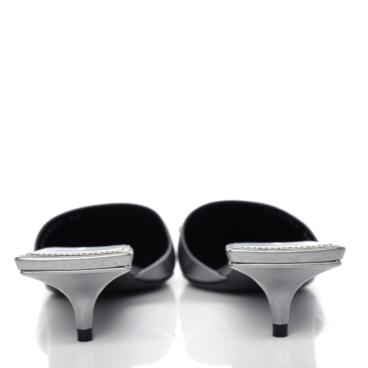 Calfskin BB Pointy Toe Mule 36 Gray