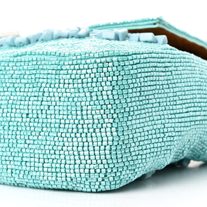 Fendi Rolling Stone Vitello Seta Bead Embroidered Re-Edition Baguette Spring Turquoise 10 of 10