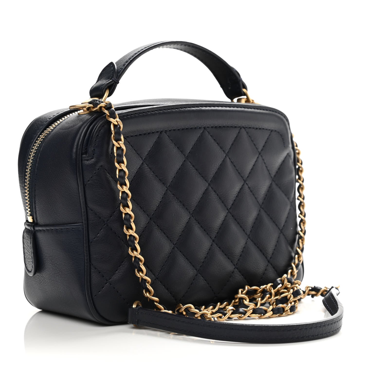 Chanel Calfskin Quilted CC Small Vanity Case Navy 5 of 21