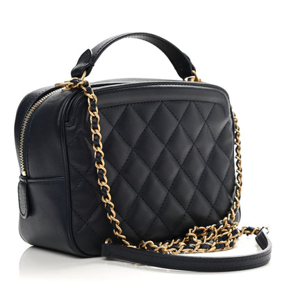 Chanel Calfskin Quilted CC Small Vanity Case Navy 5 of 21
