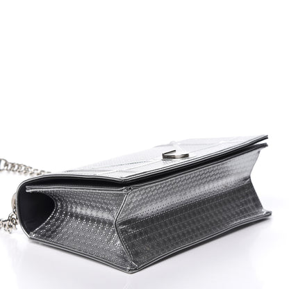 Christian Dior Metallic Patent Micro-Cannage Medium Diorama Flap Bag Silver 3 of 11