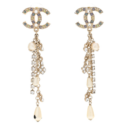 Chanel Crystal Pearl CC Chain Drop Earrings Multicolor 1 of 5