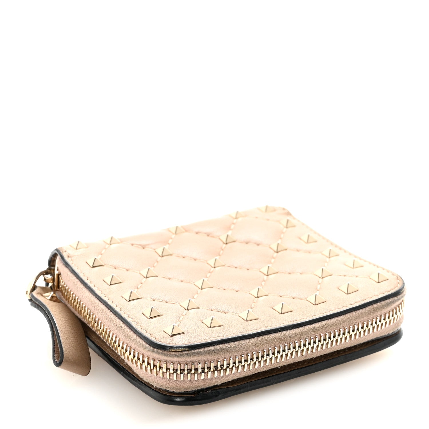 Valentino Garavani Nappa Rockstud Spike Compact Zip Around Wallet Poudre 4 of 9
