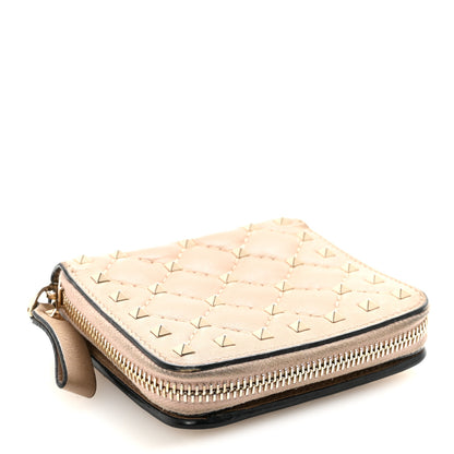 Valentino Garavani Nappa Rockstud Spike Compact Zip Around Wallet Poudre 4 of 9
