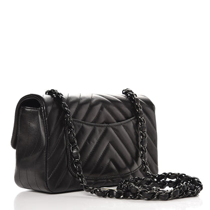 Chanel Lambskin Chevron Quilted Mini Rectangular Flap So Black 3 of 8