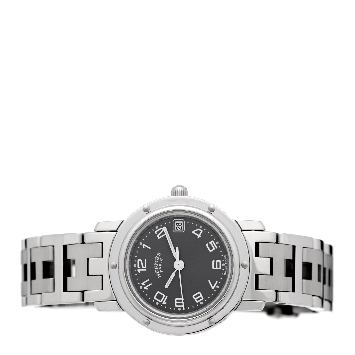 Hermes Stainless Steel 24mm Clipper Quartz Watch Grey 2 of 4