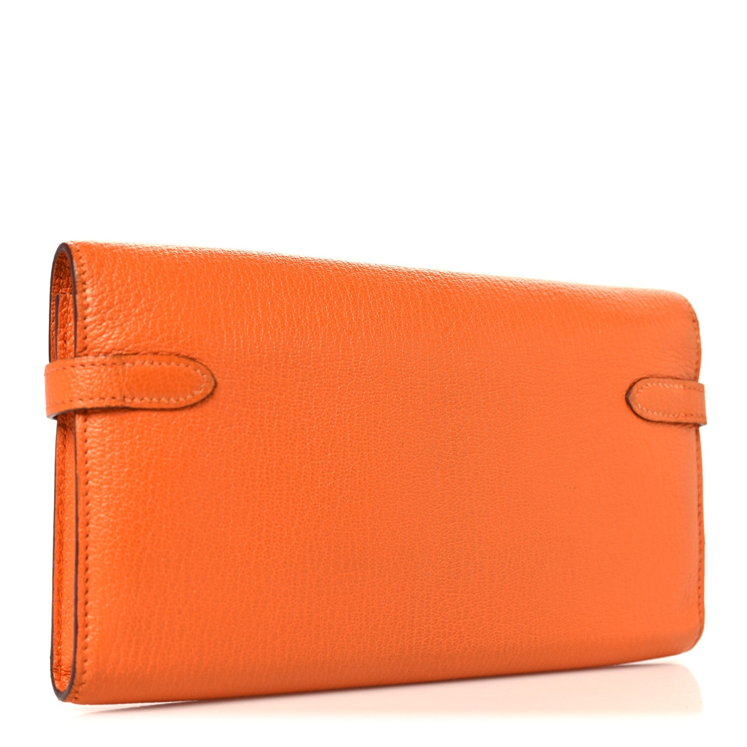 Hermes Chevre Mysore Kelly Longue Wallet Orange 3 of 12