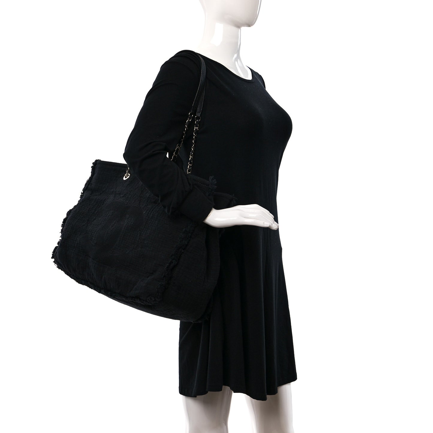 Canvas Extra Large Double Face Shopping Tote Black
