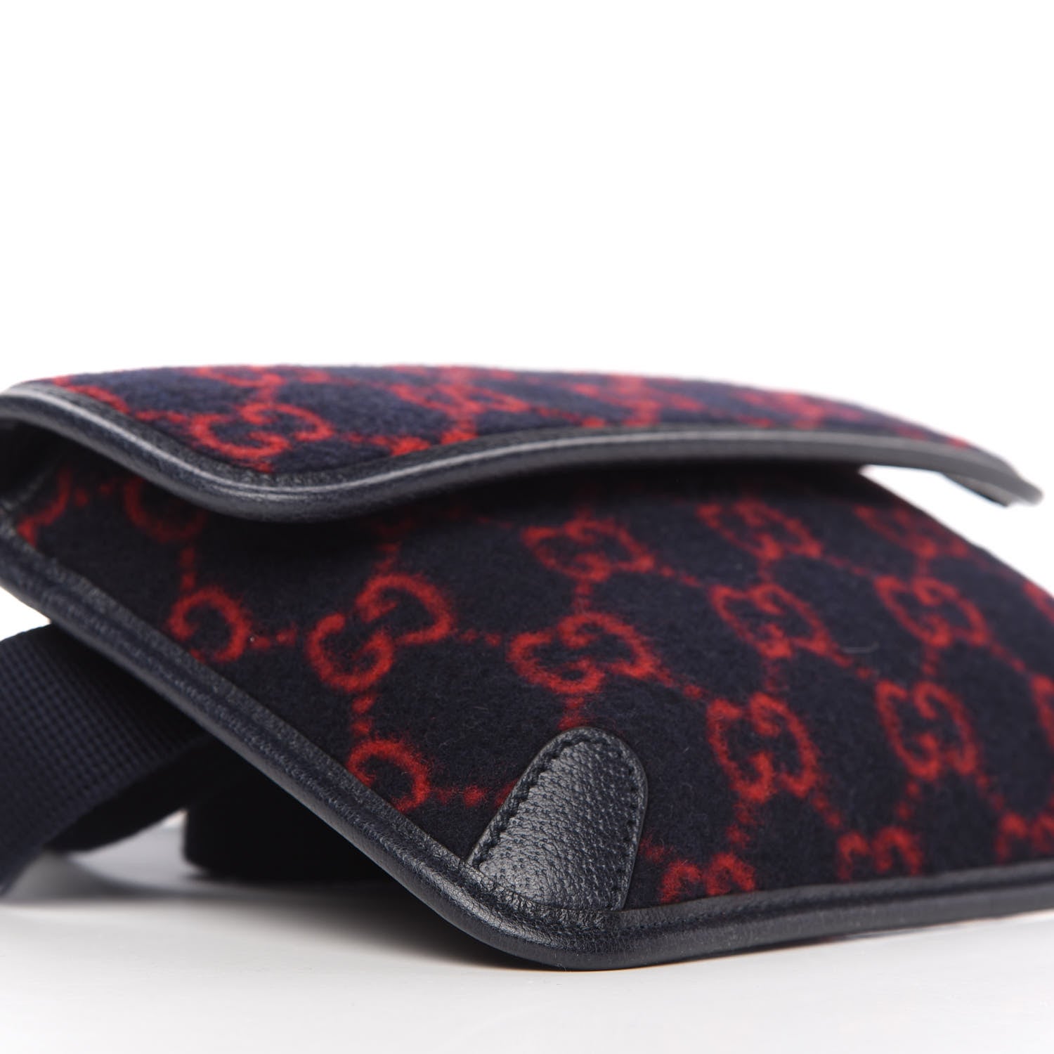 Gucci Covered Wool GG Monogram Slim Belt Bag Navy Red 6 of 10