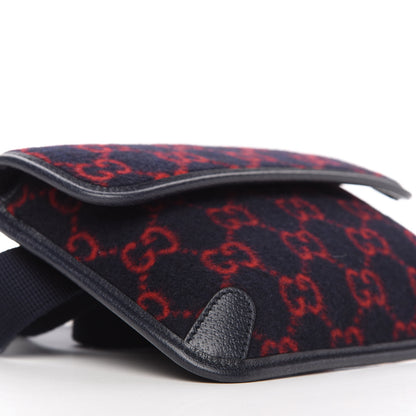 Gucci Covered Wool GG Monogram Slim Belt Bag Navy Red 6 of 10