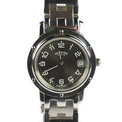 Hermes Stainless Steel 24mm Clipper Quartz Watch Black 1 of 8