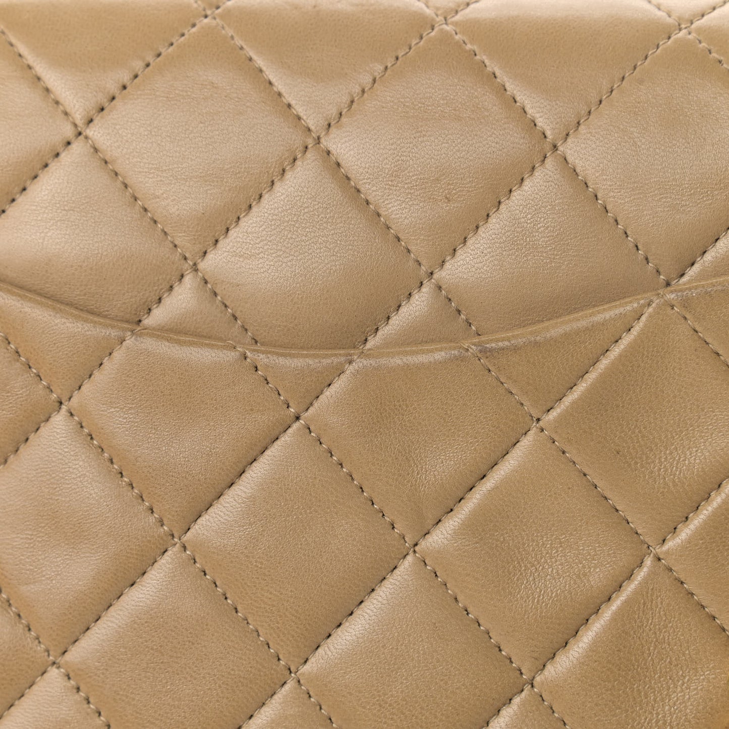 Lambskin Quilted Medium Double Flap Beige