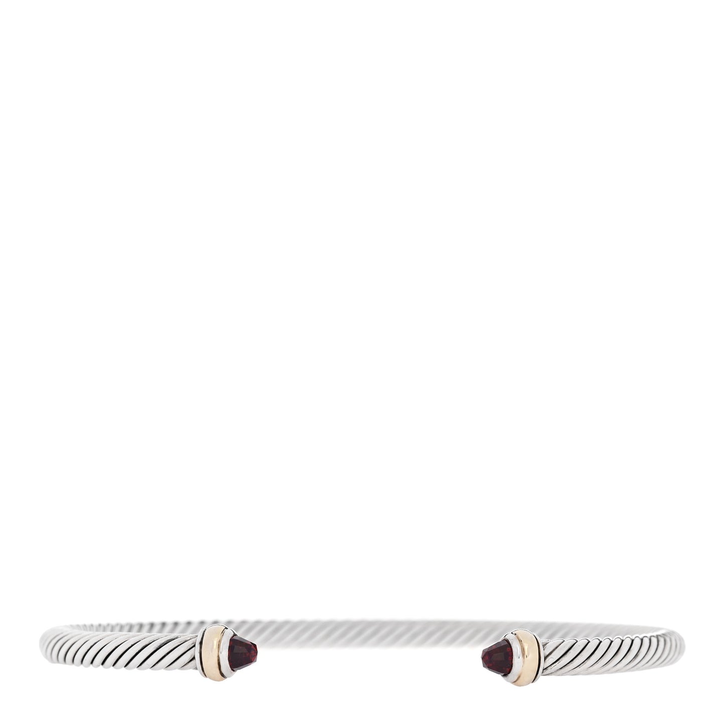 Sterling Silver 18K Yellow Gold Garnet 4mm Cable Classics Bracelet