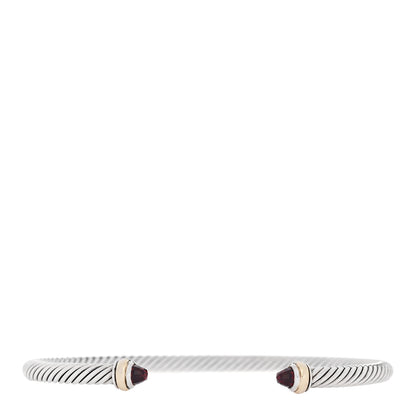 David Yurman Sterling Silver 18K Yellow Gold Garnet 4mm Cable Classics Bracelet 1 of 4